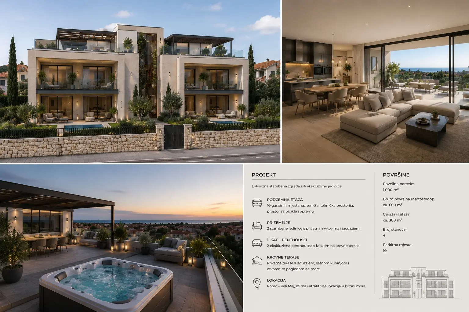 Konceptualna vizualizacija: Boutique rezidencija Veli Maj. · pregled projekta